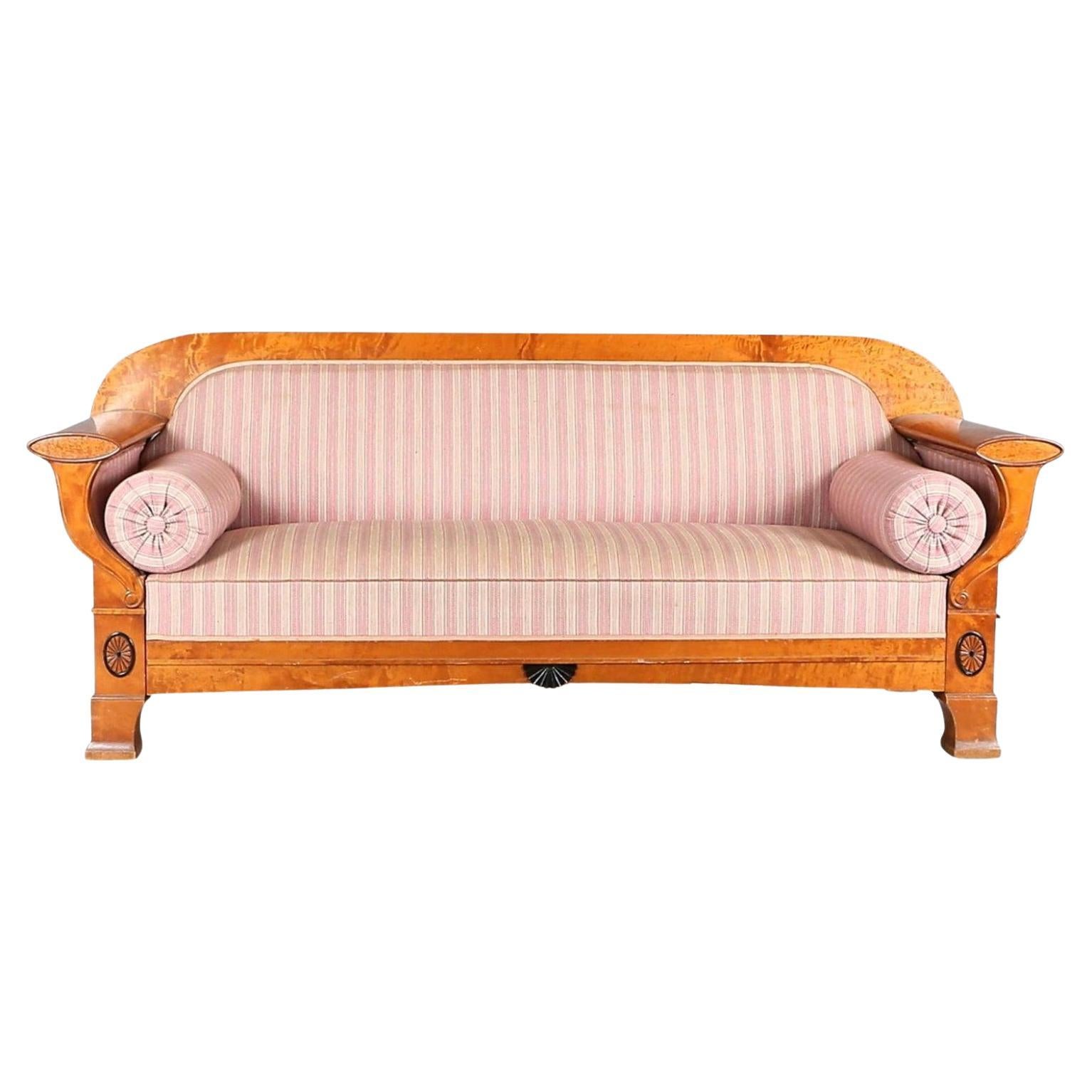 Swedish Biedermeier Sofa Empire Couch Honey Color, 4-5 Seat, 19th/20th Century A For Sale