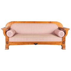 Swedish Biedermeier Sofa Empire Couch Honey Color, 4-5 Seat, 19th Century 230cm