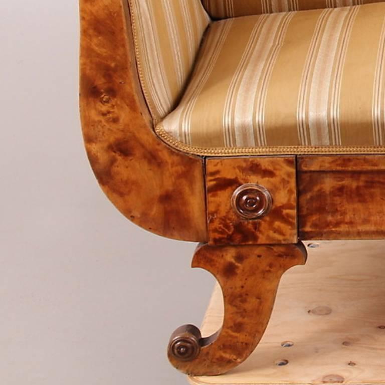Carved Swedish Biedermeier Sofa Settee Couch 2-3 Seat 19th Century Art Deco Empire