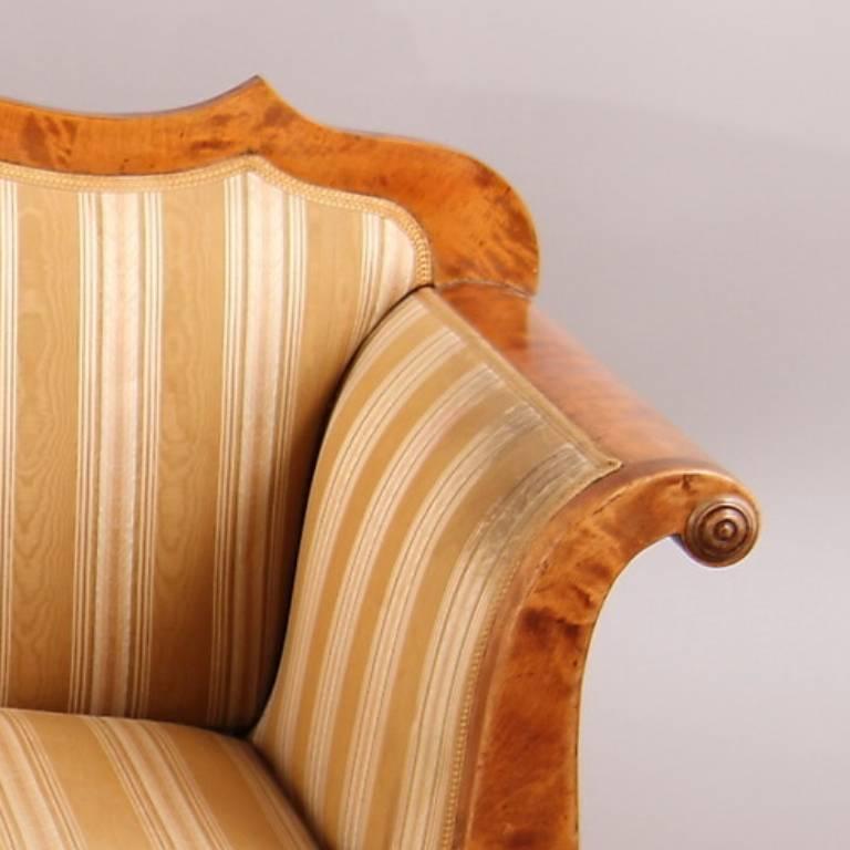 Birch Swedish Biedermeier Sofa Settee Couch 2-3 Seat 19th Century Art Deco Empire