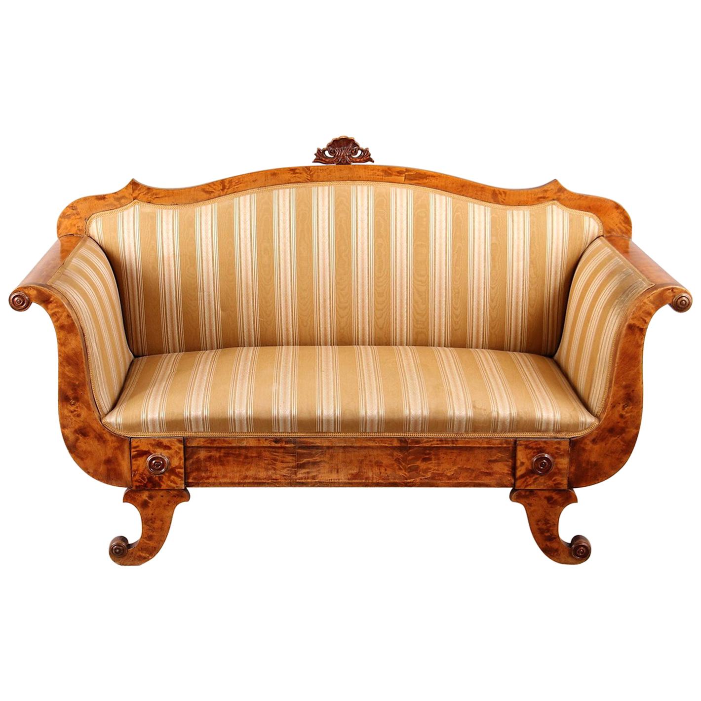 Swedish Biedermeier Sofa Settee Couch 2-3 Seat 19th Century Art Deco Empire