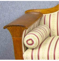 Swedish Biedermeier Sofa Settee Couch 3-4 Seat Carved Arms Art Deco Late 1800s