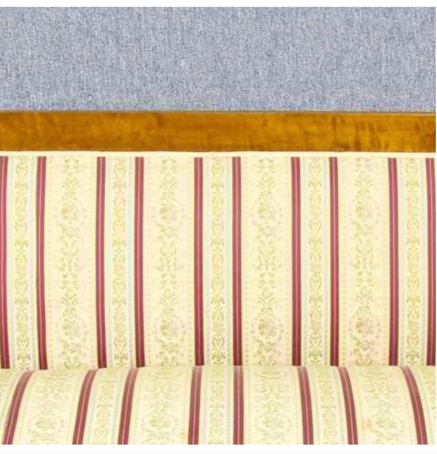 Swedish Biedermeier Sofa Settee Couch 3-4 Seat Carved Arms Art Deco Late 1800s In Good Condition For Sale In Lewes, England