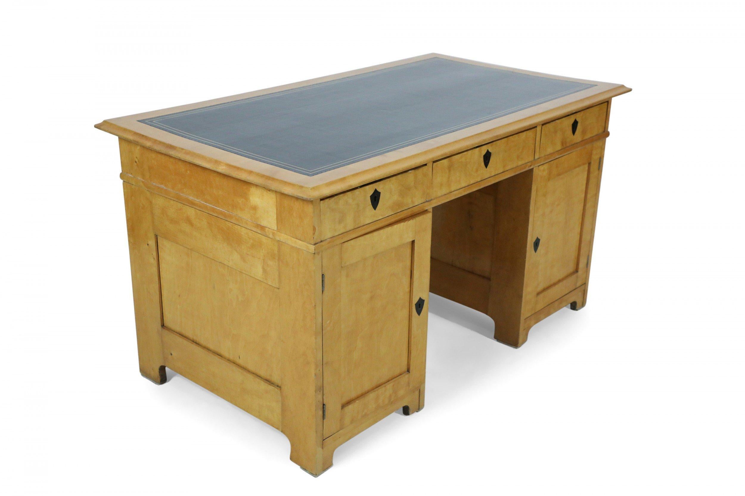 Swedish Biedermeier Style Birch Kneehole Desk For Sale 3