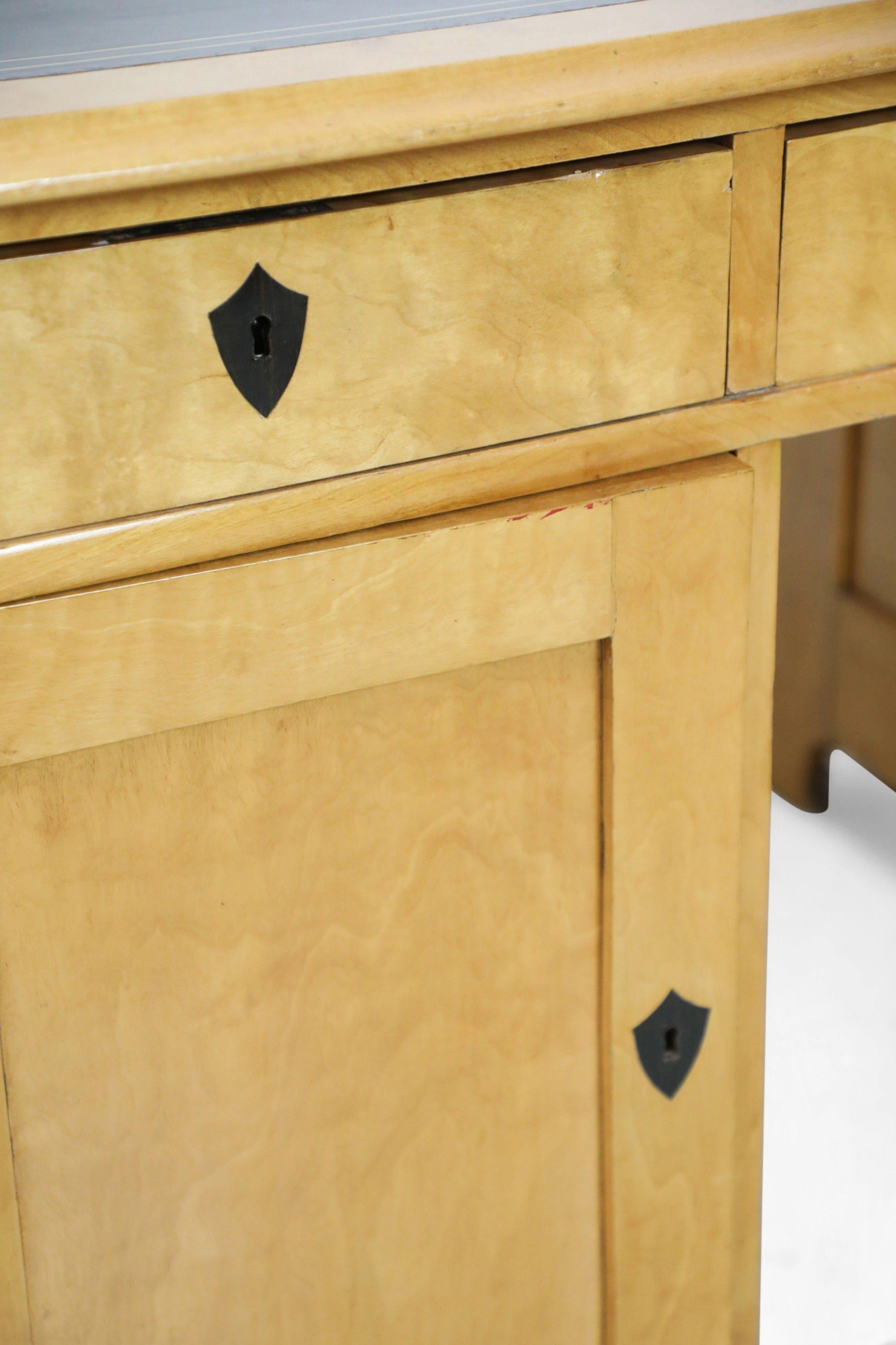Swedish Biedermeier Style Birch Kneehole Desk For Sale 6