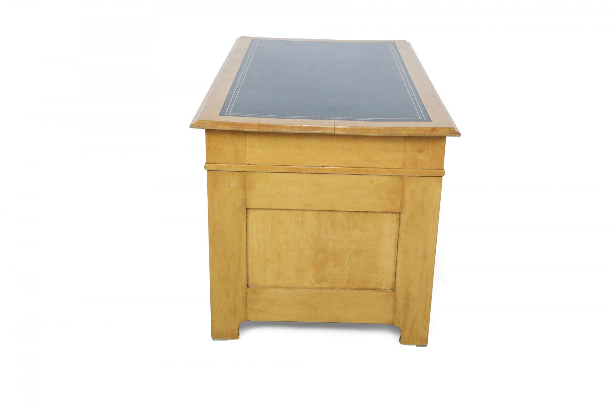 Swedish Biedermeier Style Birch Kneehole Desk In Good Condition For Sale In Queens, NY
