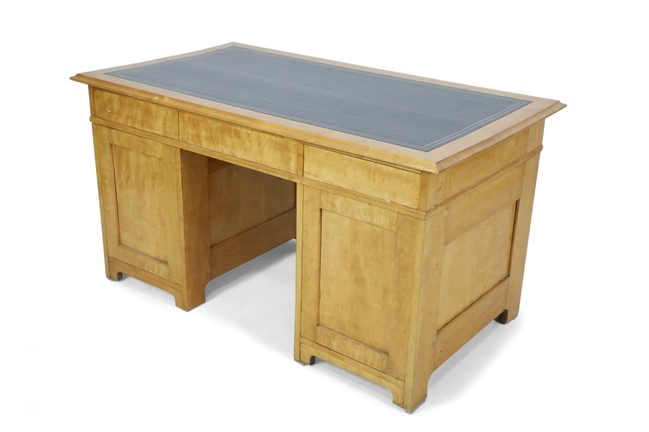 Swedish Biedermeier Style Birch Kneehole Desk For Sale 1