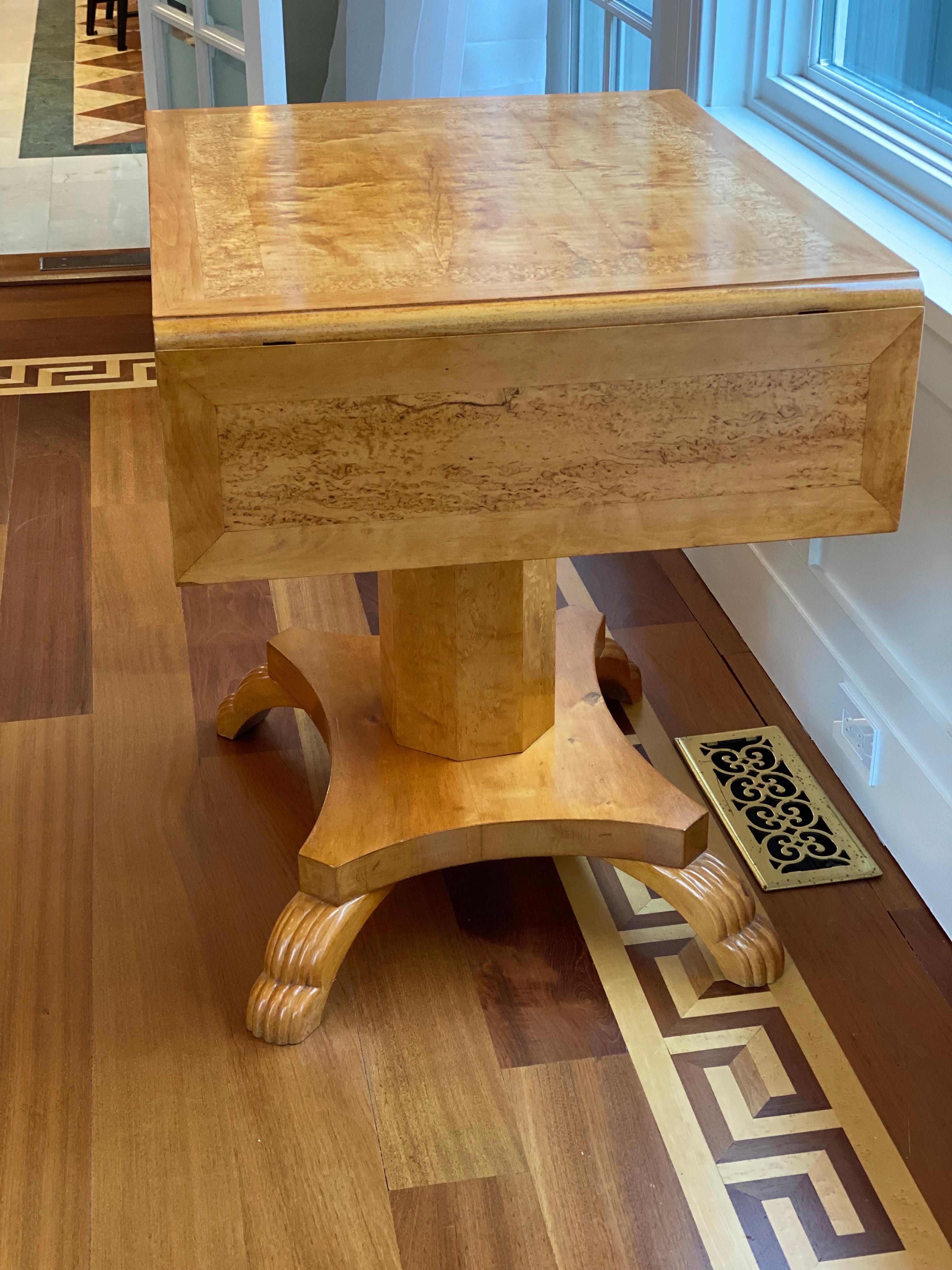 Swedish Biedermeier Style Birch Pedestal Drop Leaf Table, 20th Century In Good Condition For Sale In Southampton, NY