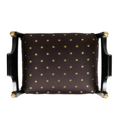 Swedish Biedermeier Style Black and Gold Star Bench