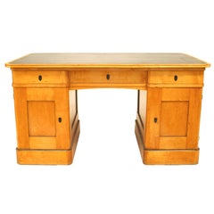 Swedish Biedermeier Style Birch Kneehole Desk