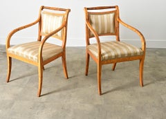 Swedish Biedermeier Style Pair of Carved Birch Armchairs