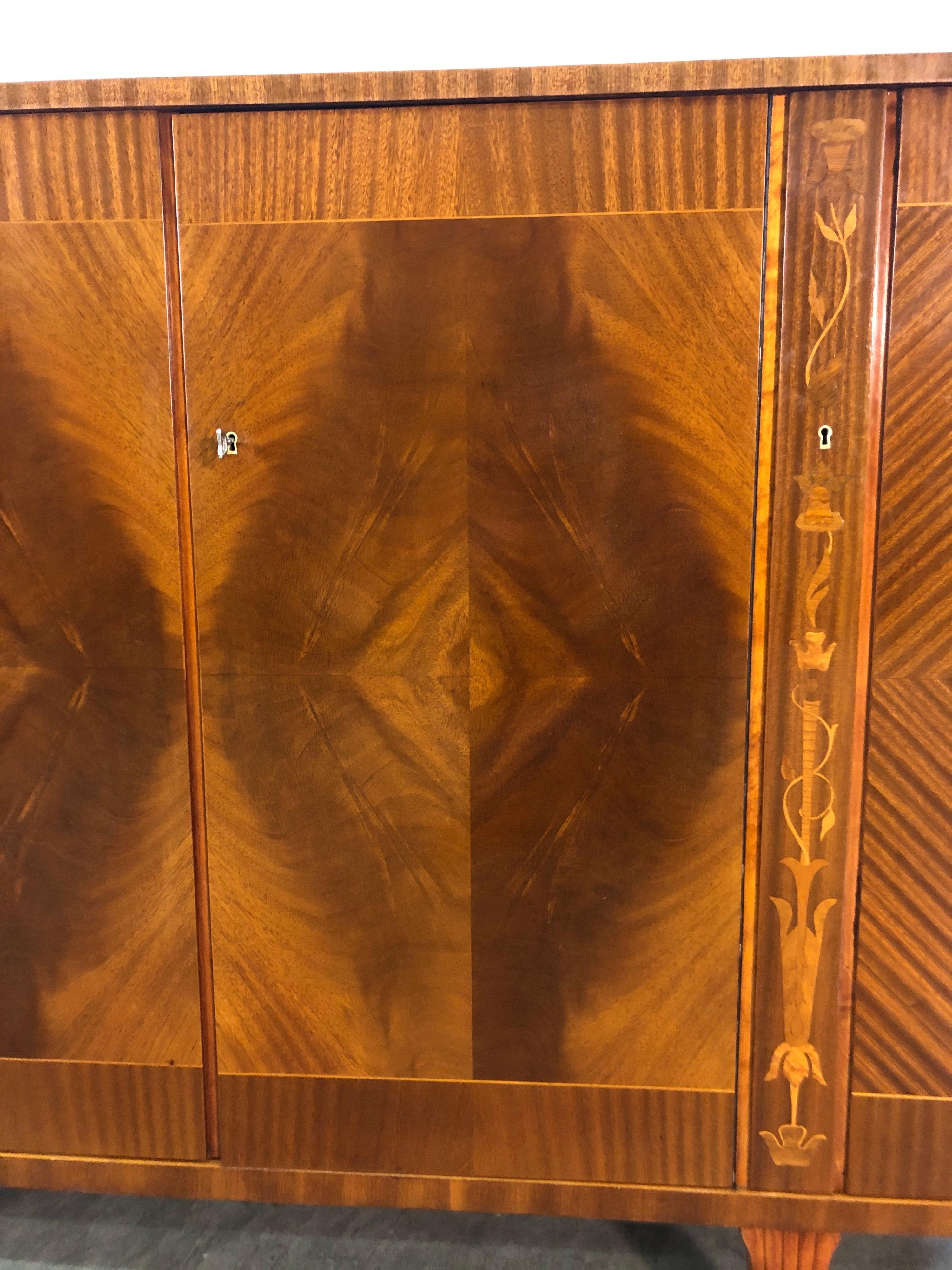 Swedish Biedermeier Tiger Maple Demilune Buffet Server 4