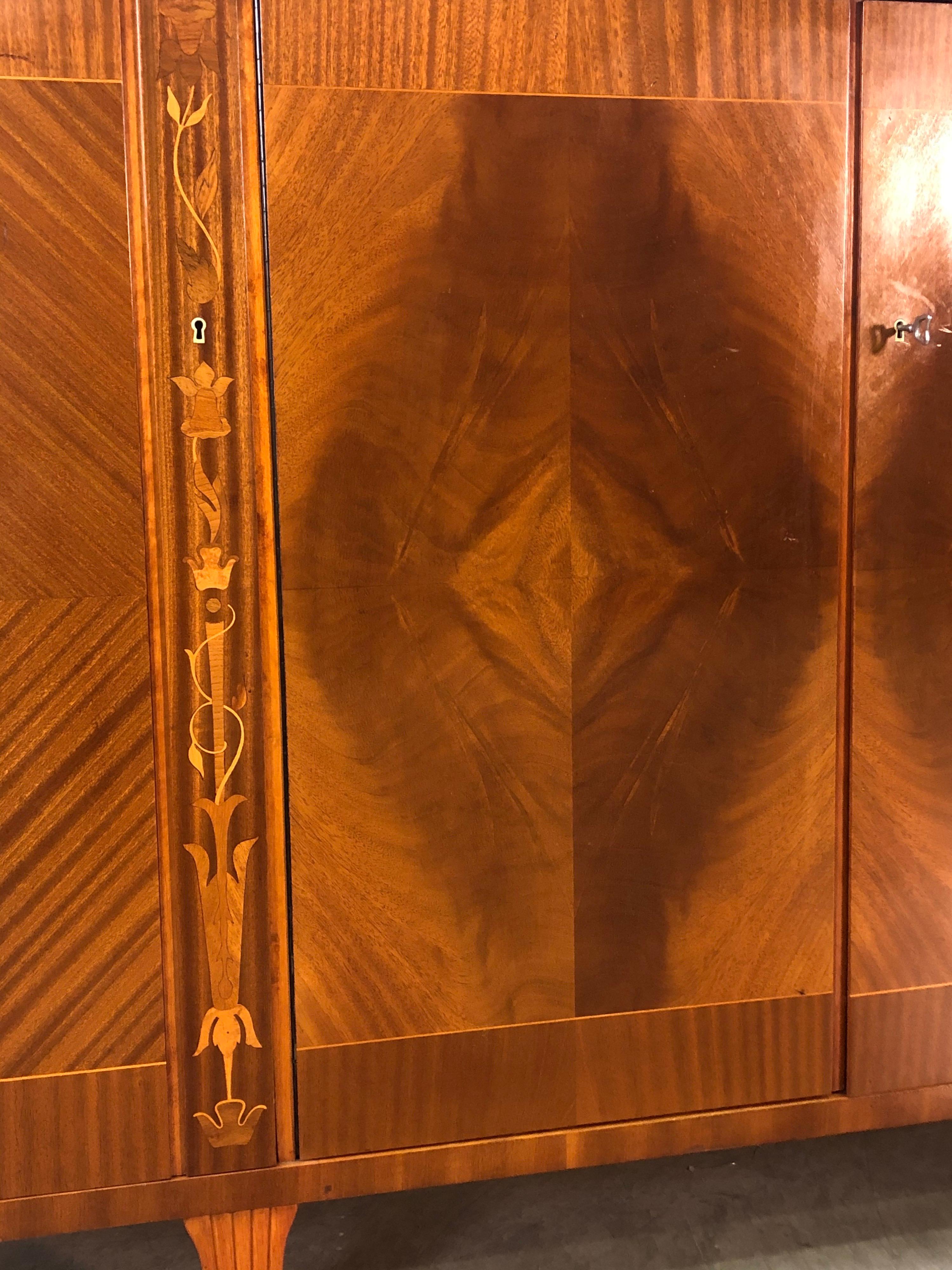 Swedish Biedermeier Tiger Maple Demilune Buffet Server 5