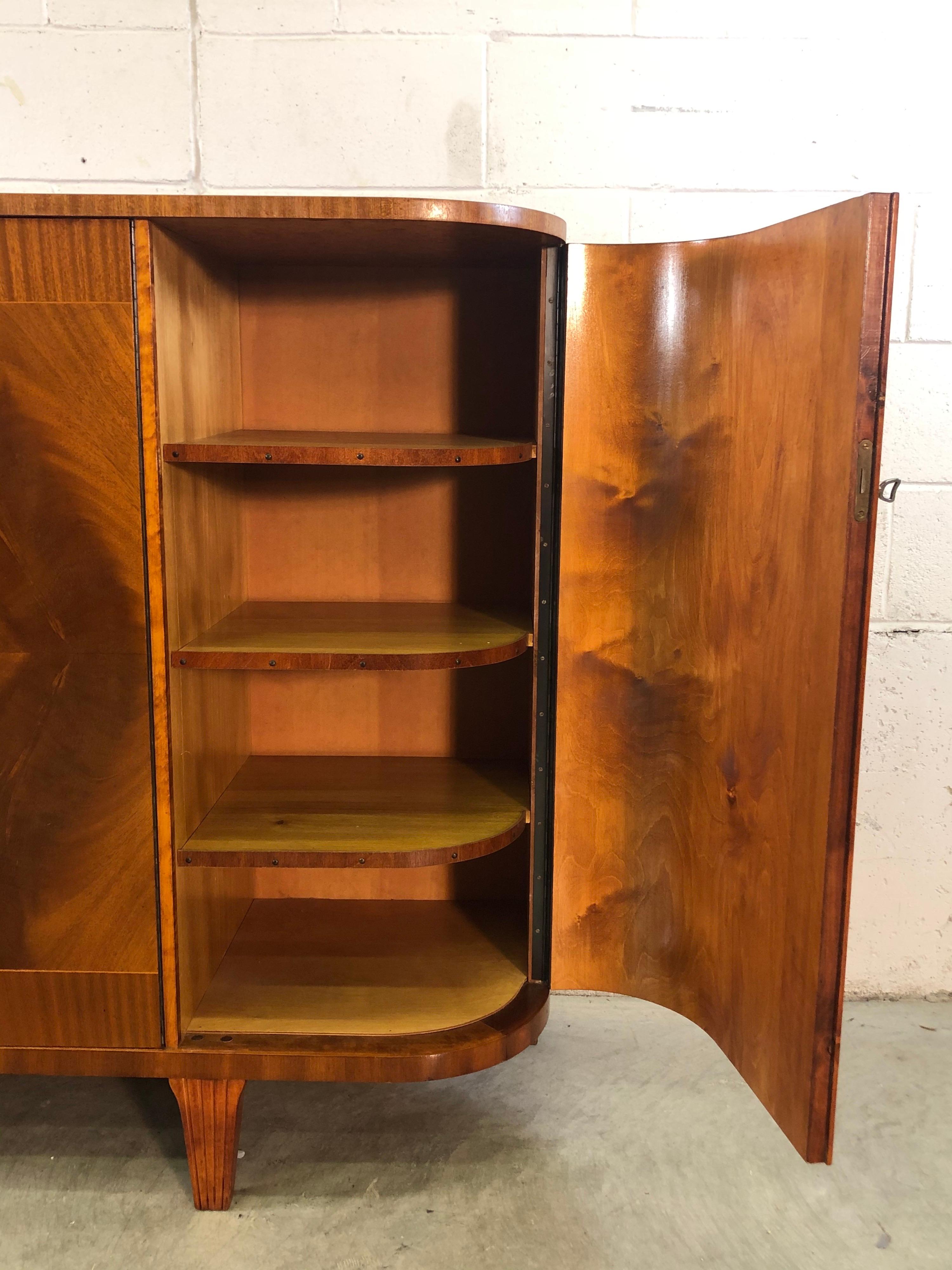 Swedish Biedermeier Tiger Maple Demilune Buffet Server 6