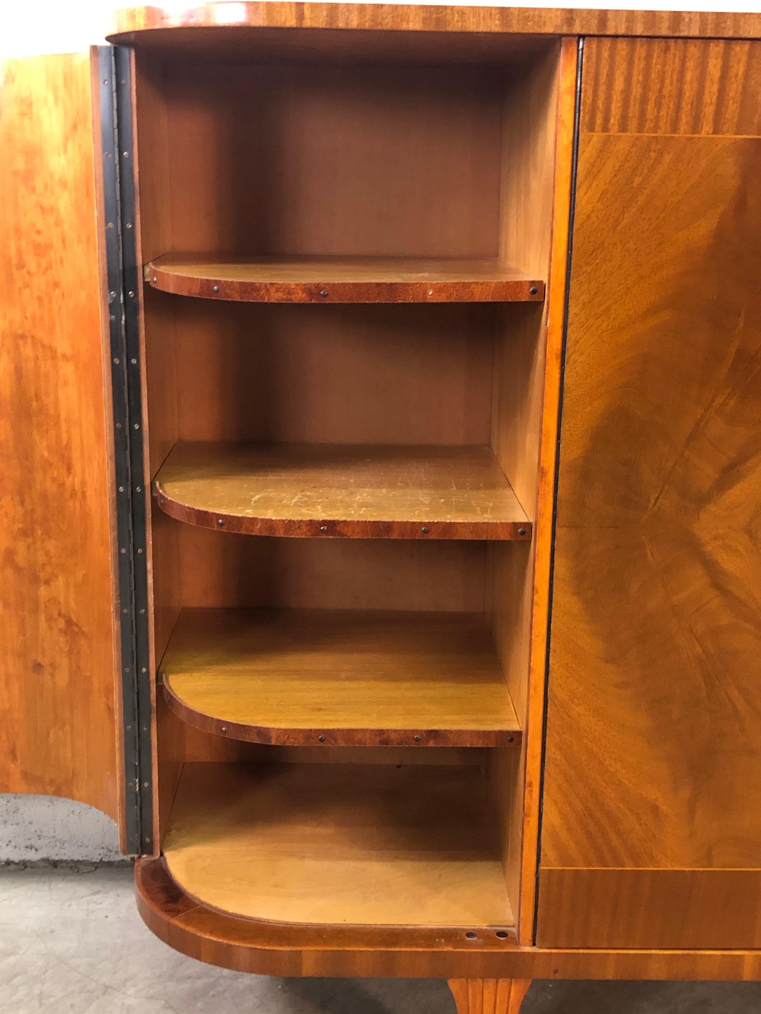 Swedish Biedermeier Tiger Maple Demilune Buffet Server 8