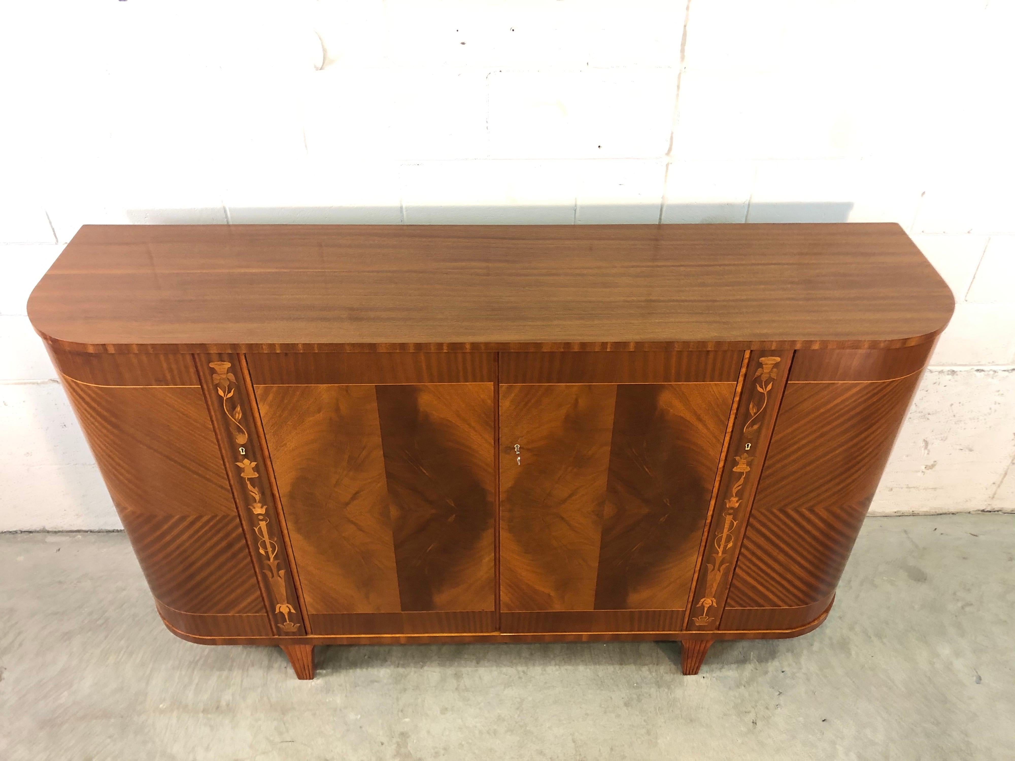 Swedish Biedermeier Tiger Maple Demilune Buffet Server 9