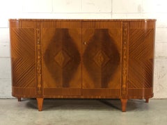 Swedish Biedermeier Tiger Maple Demilune Buffet Server