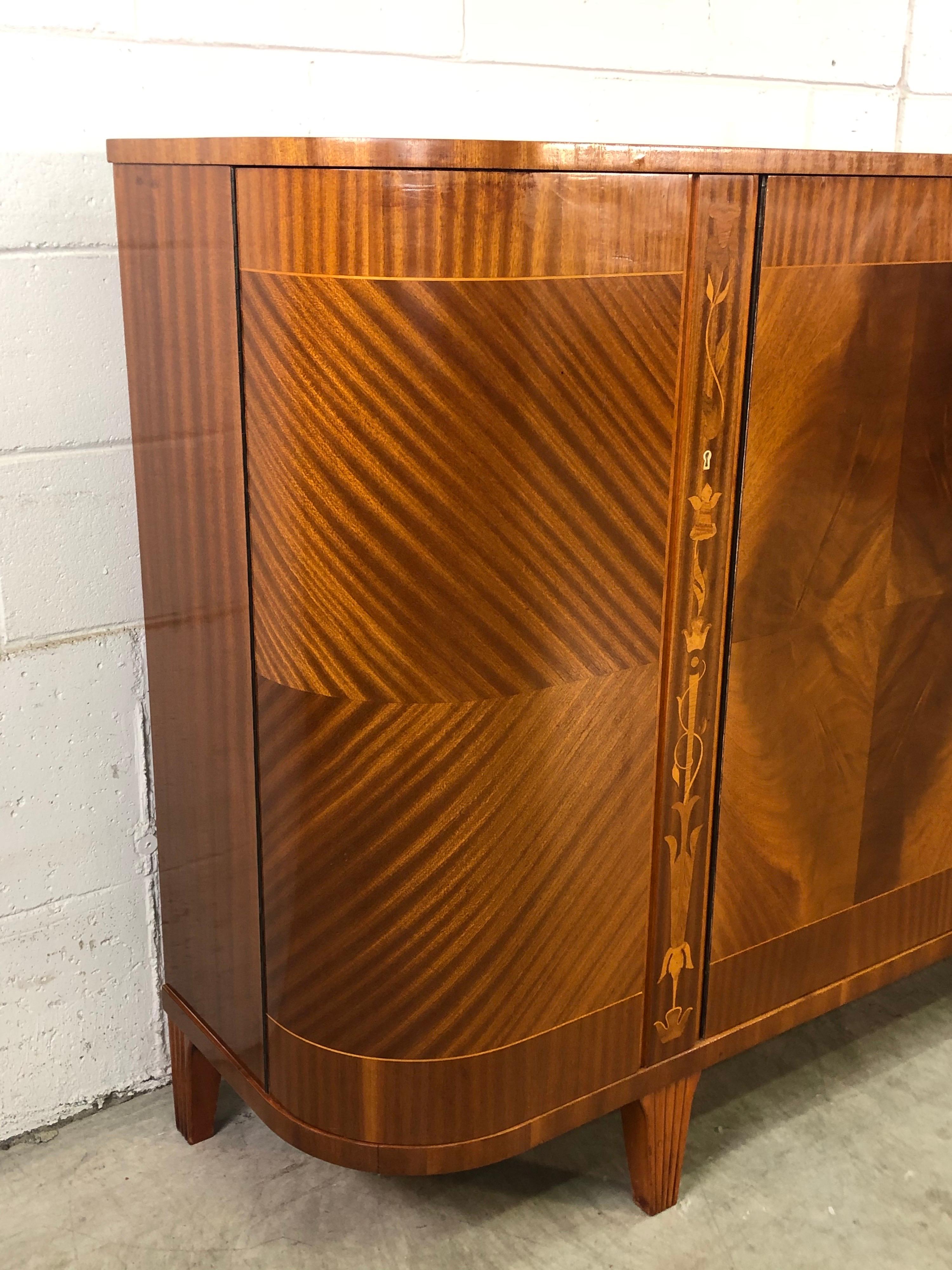 Birdseye Maple Swedish Biedermeier Tiger Maple Demilune Buffet Server