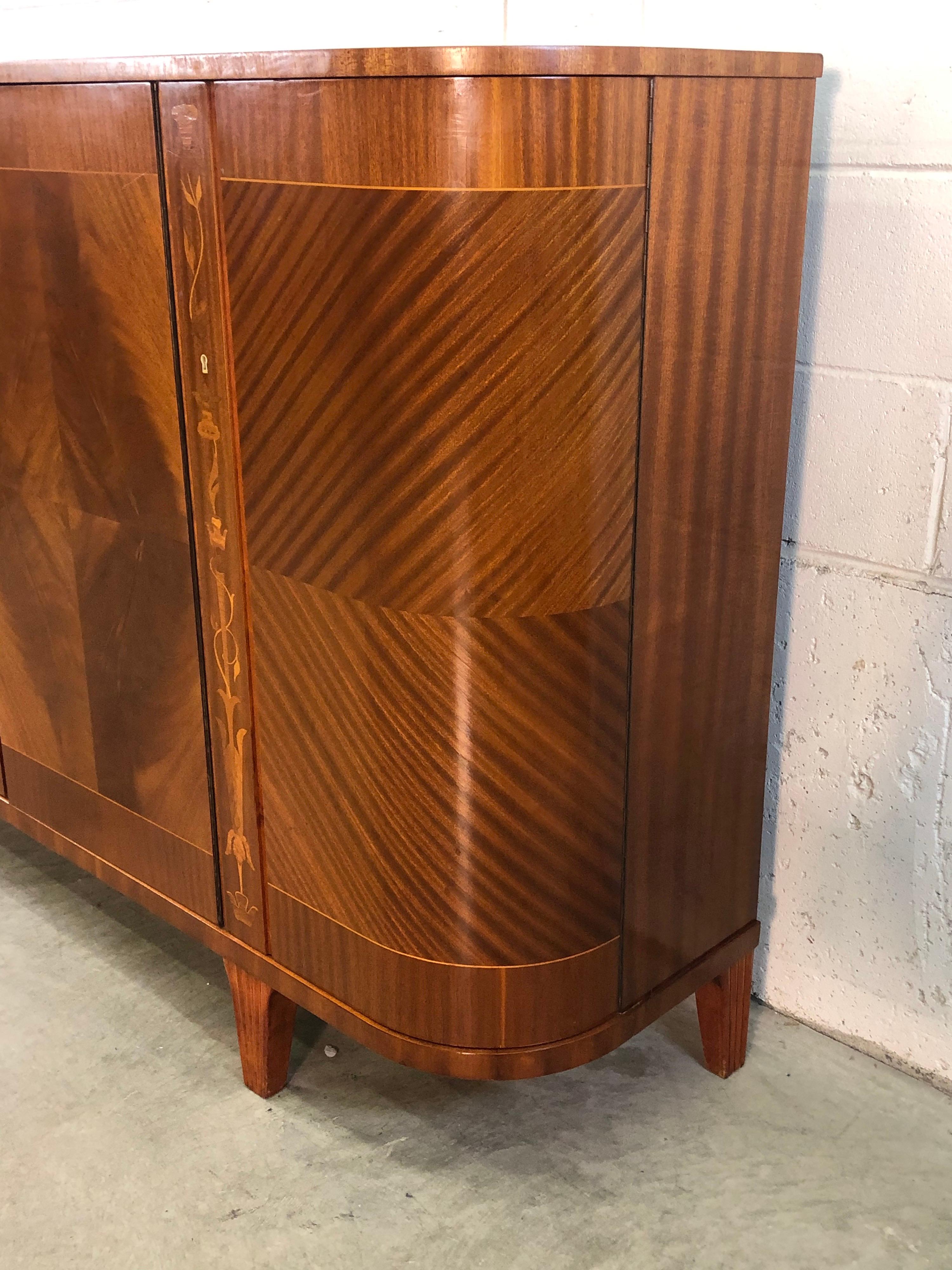 Swedish Biedermeier Tiger Maple Demilune Buffet Server 1