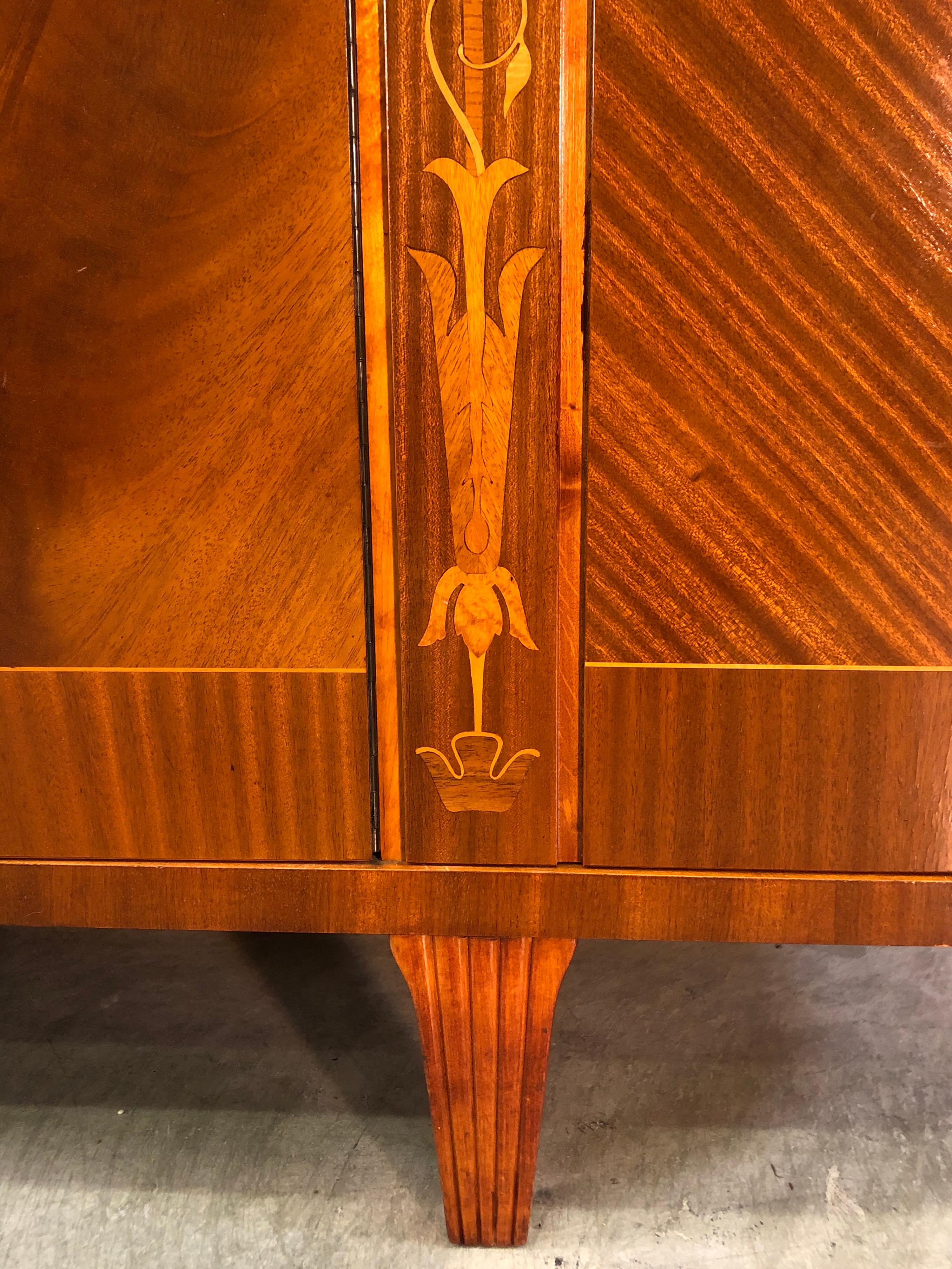 Swedish Biedermeier Tiger Maple Demilune Buffet Server 3