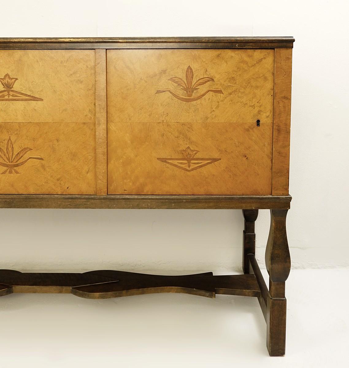 Schwedische Birke Art Deco Intarsien Buffet ,Carl Malmsten,Haga Modell 1930s