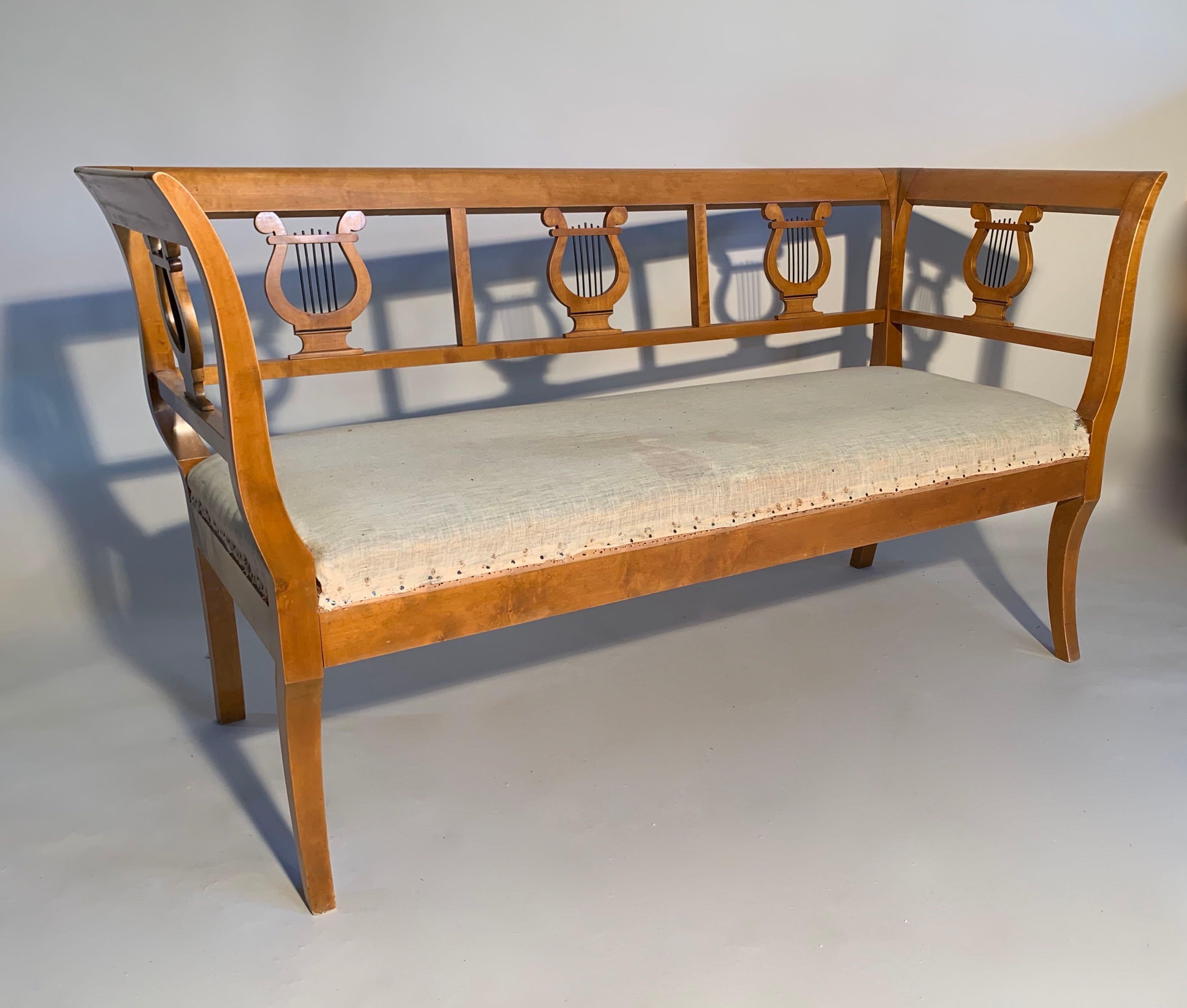 Swedish Birch Biedermeier Sofa In Good Condition In Armadale, Victoria