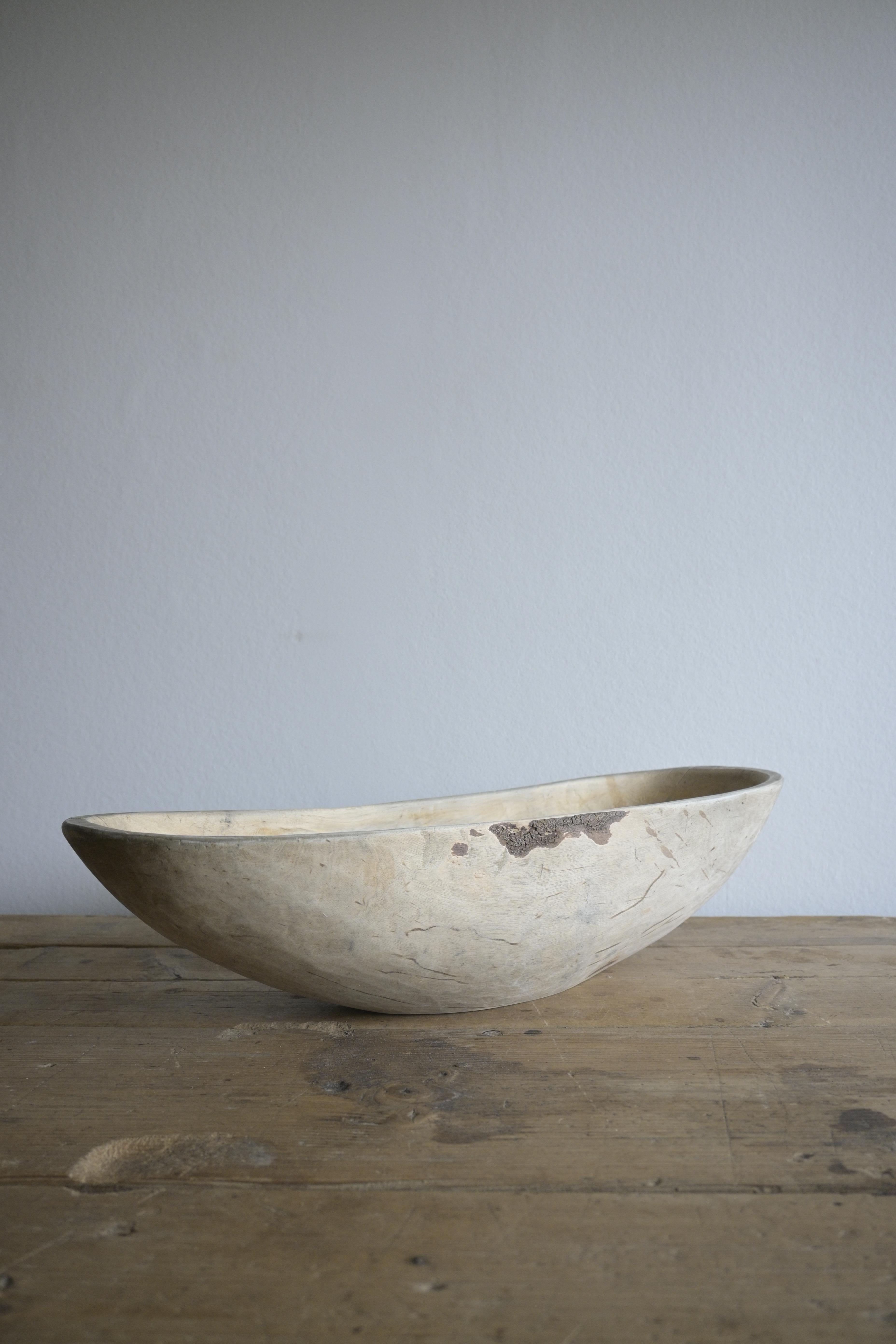 Carved Swedish Birch Bowl dated 1887 For Sale