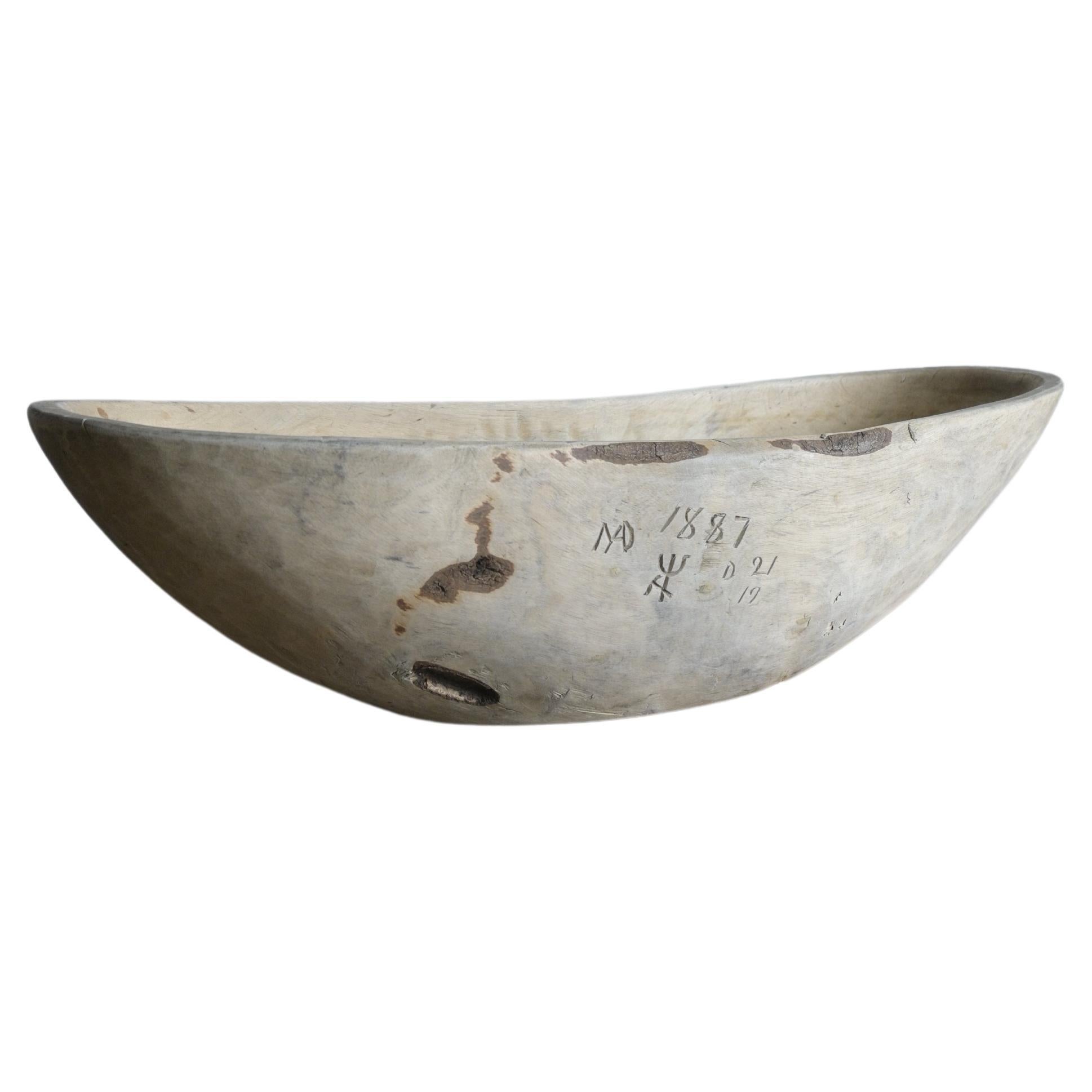 Swedish Birch Bowl dated 1887 For Sale