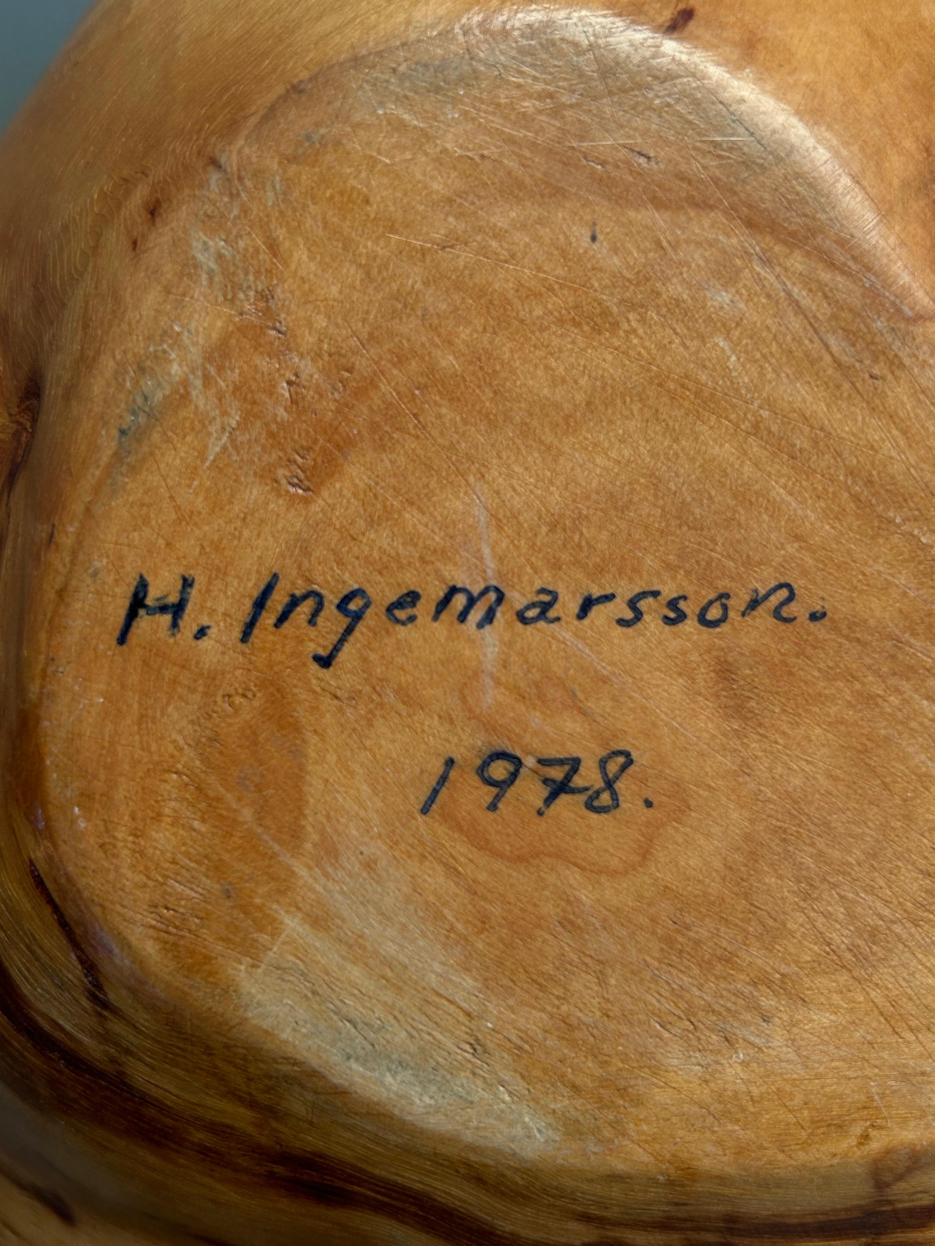 Hand-Carved Swedish Birch Root Bowl by H. Ingemarsson, 1978 For Sale