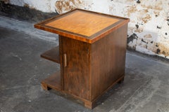 Swedish Birch Side Smoking Table with Intarsia Inlay and Storage