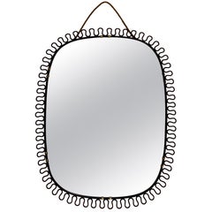 Swedish Black Brass Wall Mirror by Josef Frank for Svenskt Tenn, circa 1950s