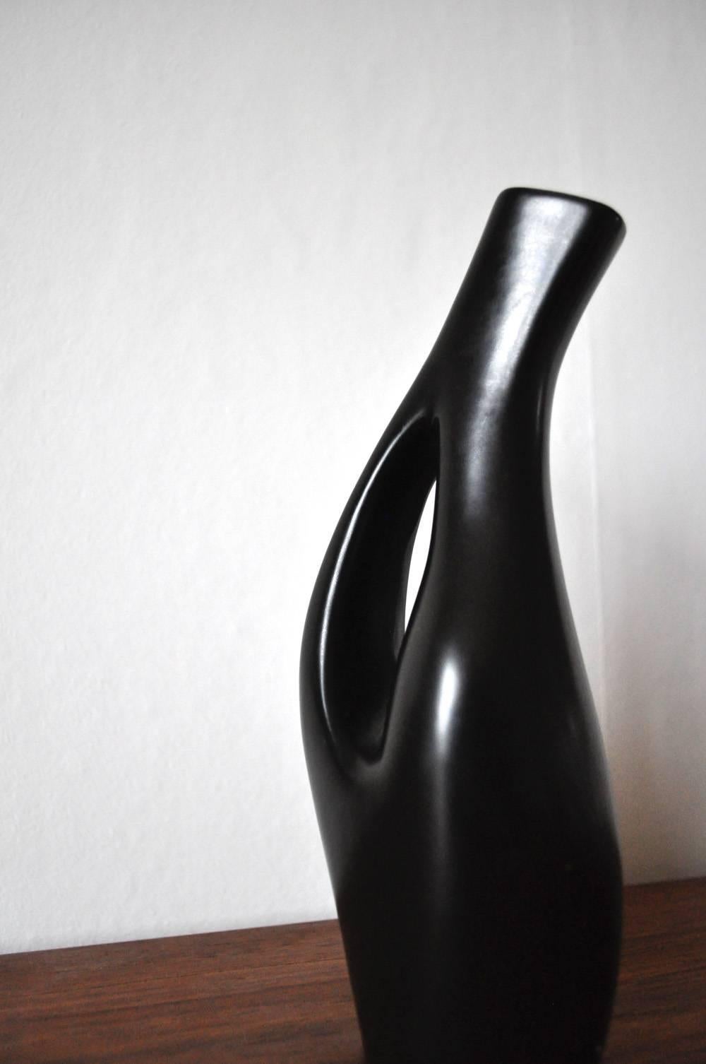 Scandinavian Modern Swedish Black Glazed Ceramic Vases by Lillemor Mannerheim, Set of Two