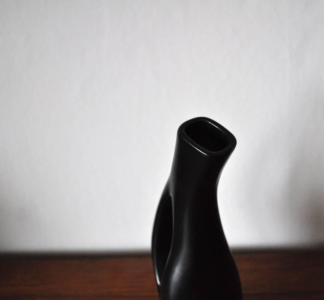 Swedish Black Glazed Ceramic Vases by Lillemor Mannerheim, Set of Two In Good Condition In Vordingborg, DK