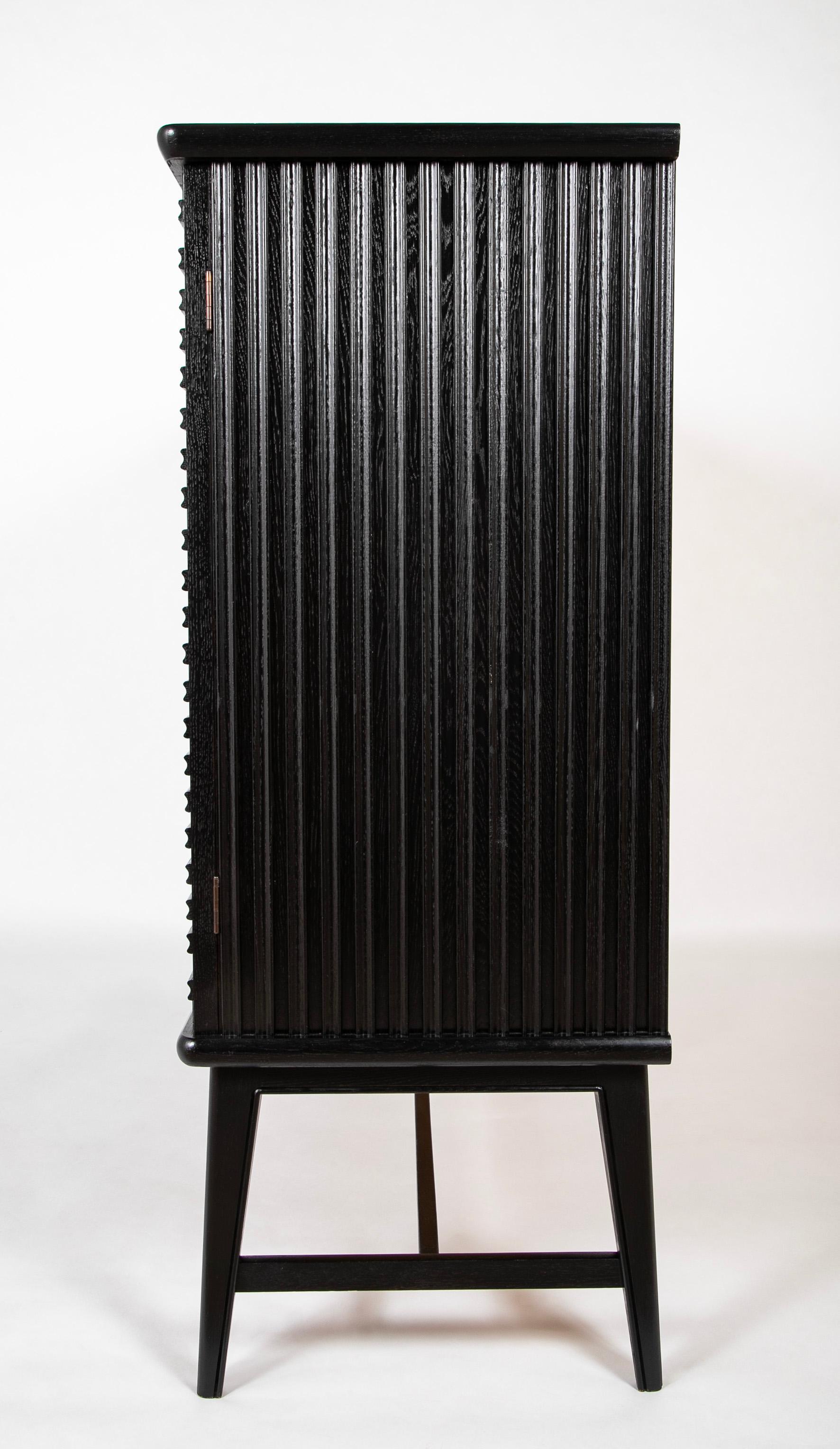 Swedish Black Lacquer Three Door Cabinet Attributed to Oscar Nilsson For Sale 9