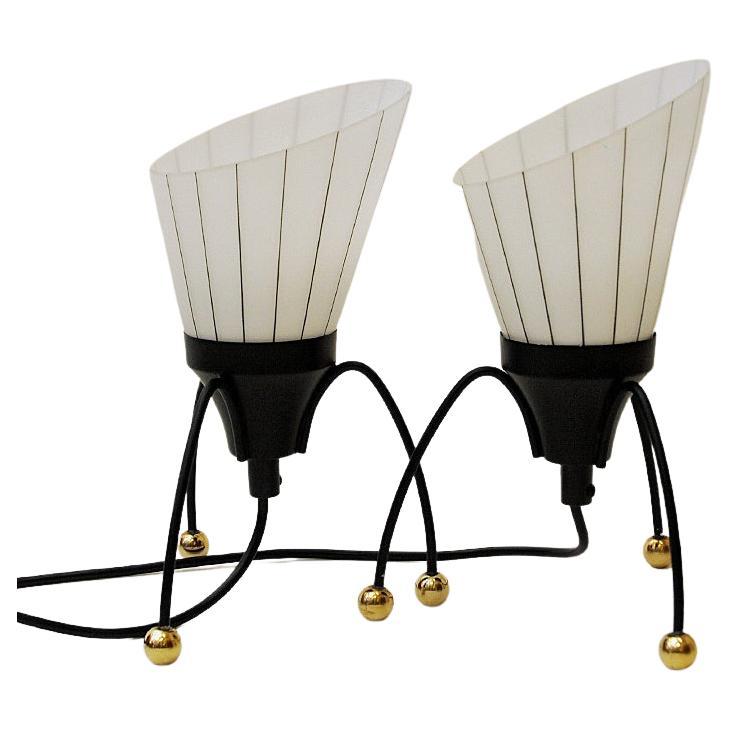 Swedish Black metal tablelamps with frosted glass by Edward Hagman - Ehab 1950s 