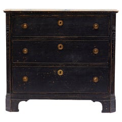 Swedish Black-painted Gustavian Black painted Chest of Drawers, 1780-1800