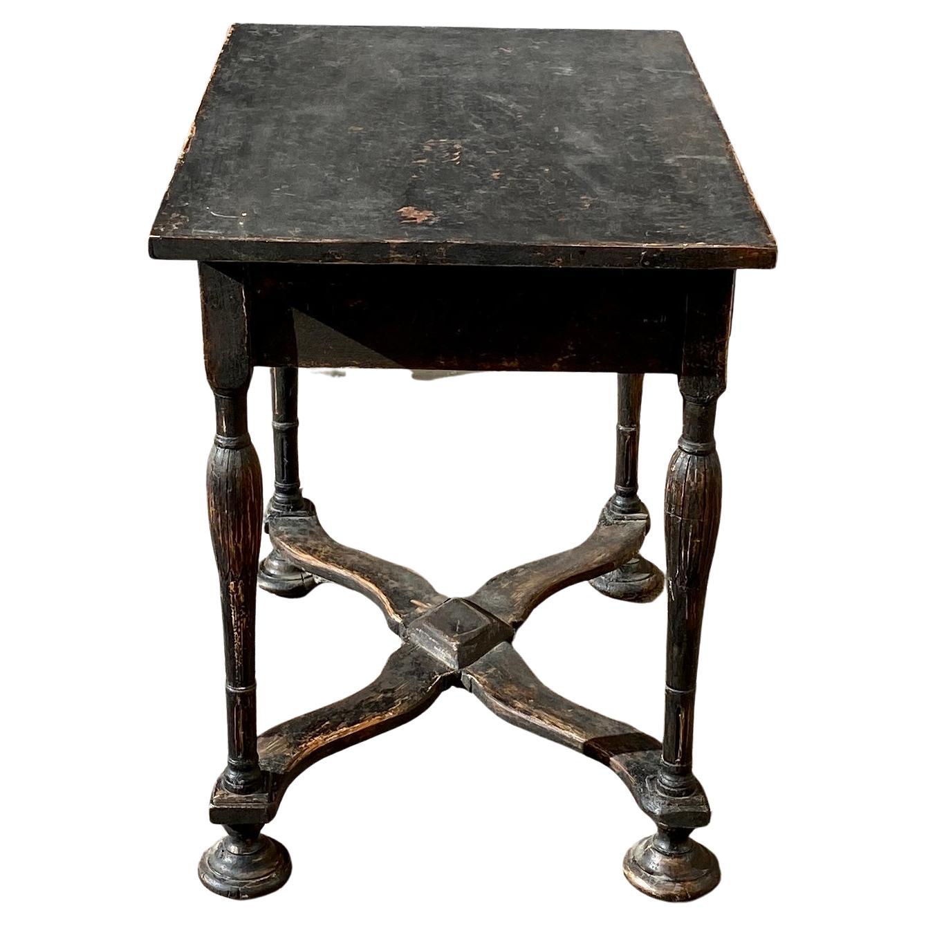 Swedish Black Painted Rectangular Baroque Table 1