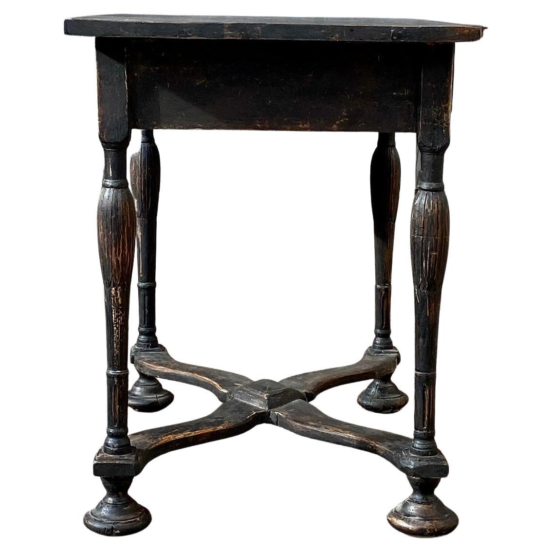 Swedish Black Painted Rectangular Baroque Table 2