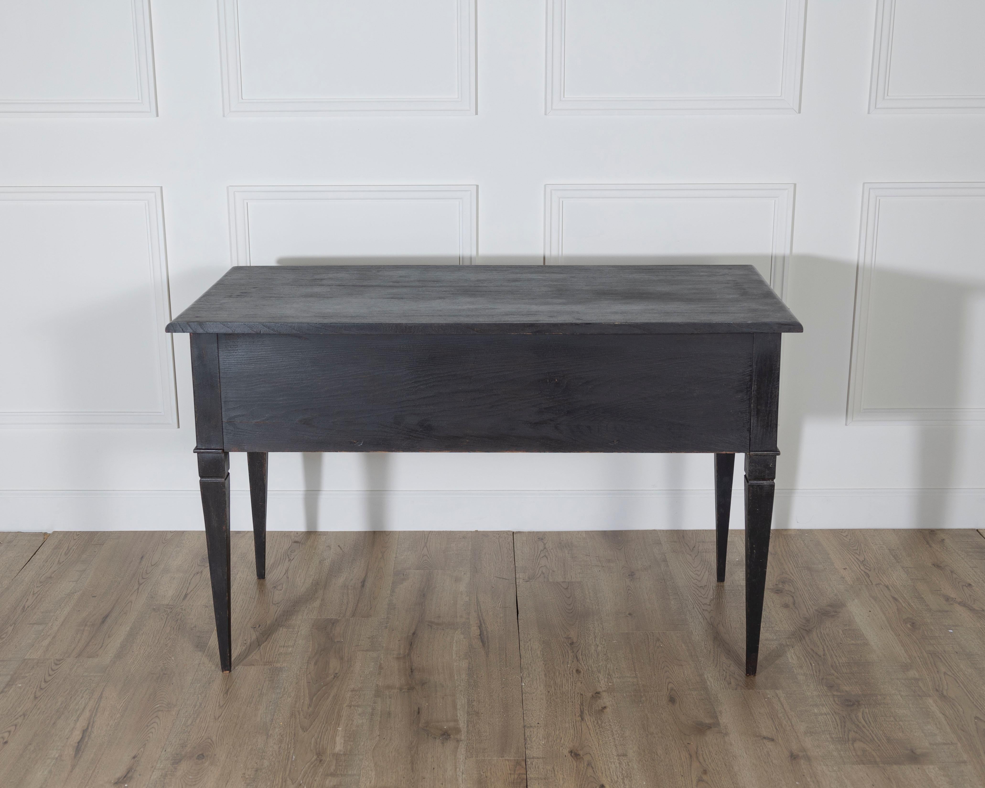 Swedish Black-Painted Writing Desk with Brass Hardware, circa 1870 For Sale 2