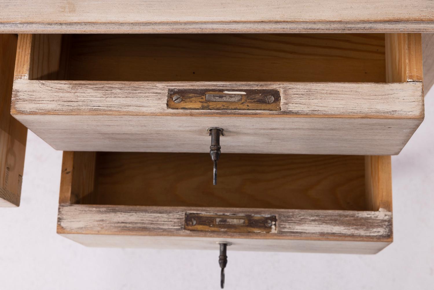 20th Century Swedish Bleached and Lime Washed Painted Writing Desk