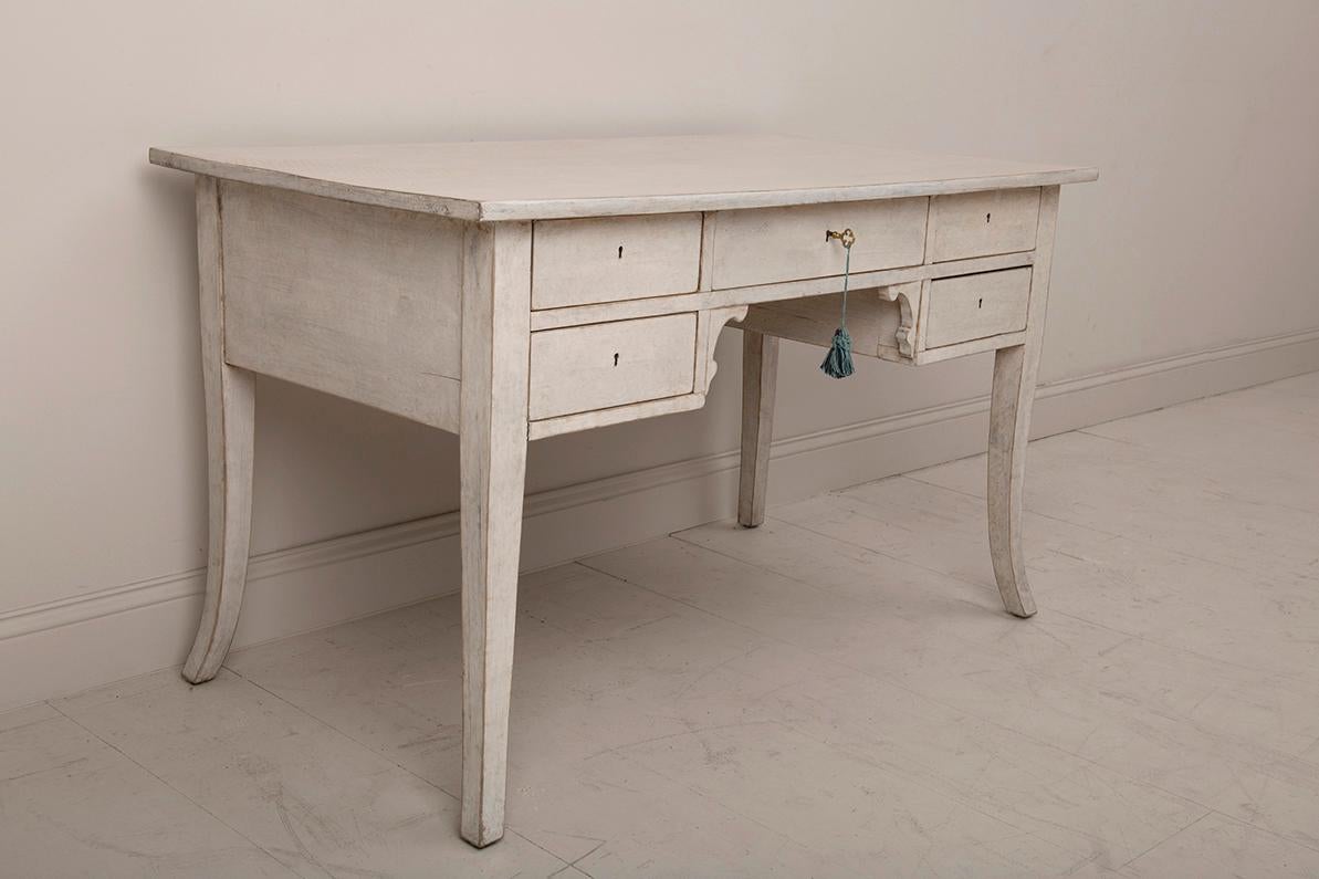 European Swedish Bleached and Lime Washed Painted Writing Desk
