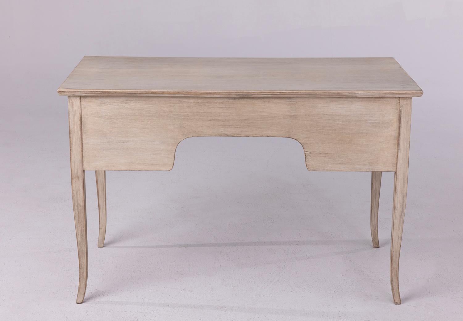 Wood Swedish Bleached and Lime Washed Painted Writing Desk