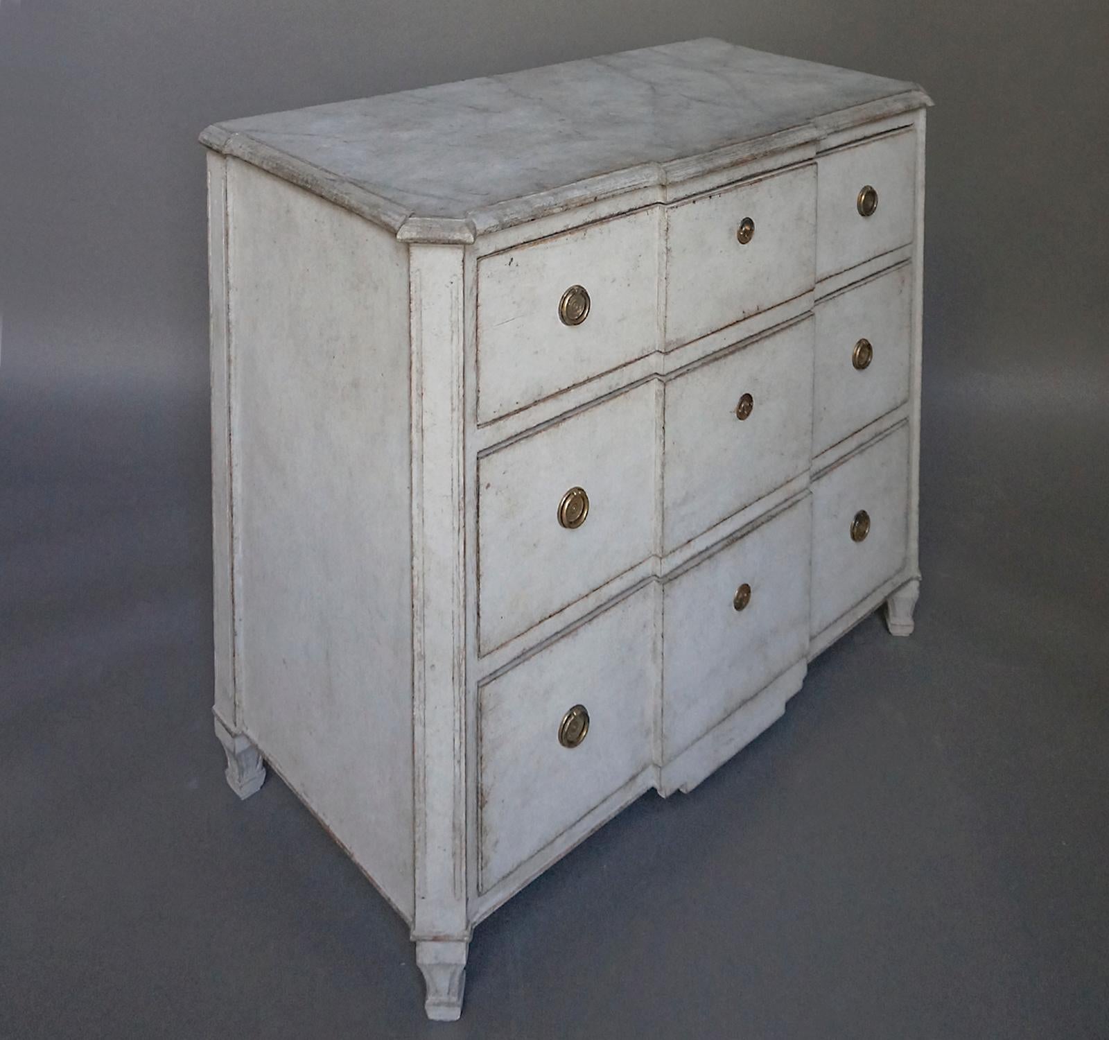 Carved Swedish Block Front Commode