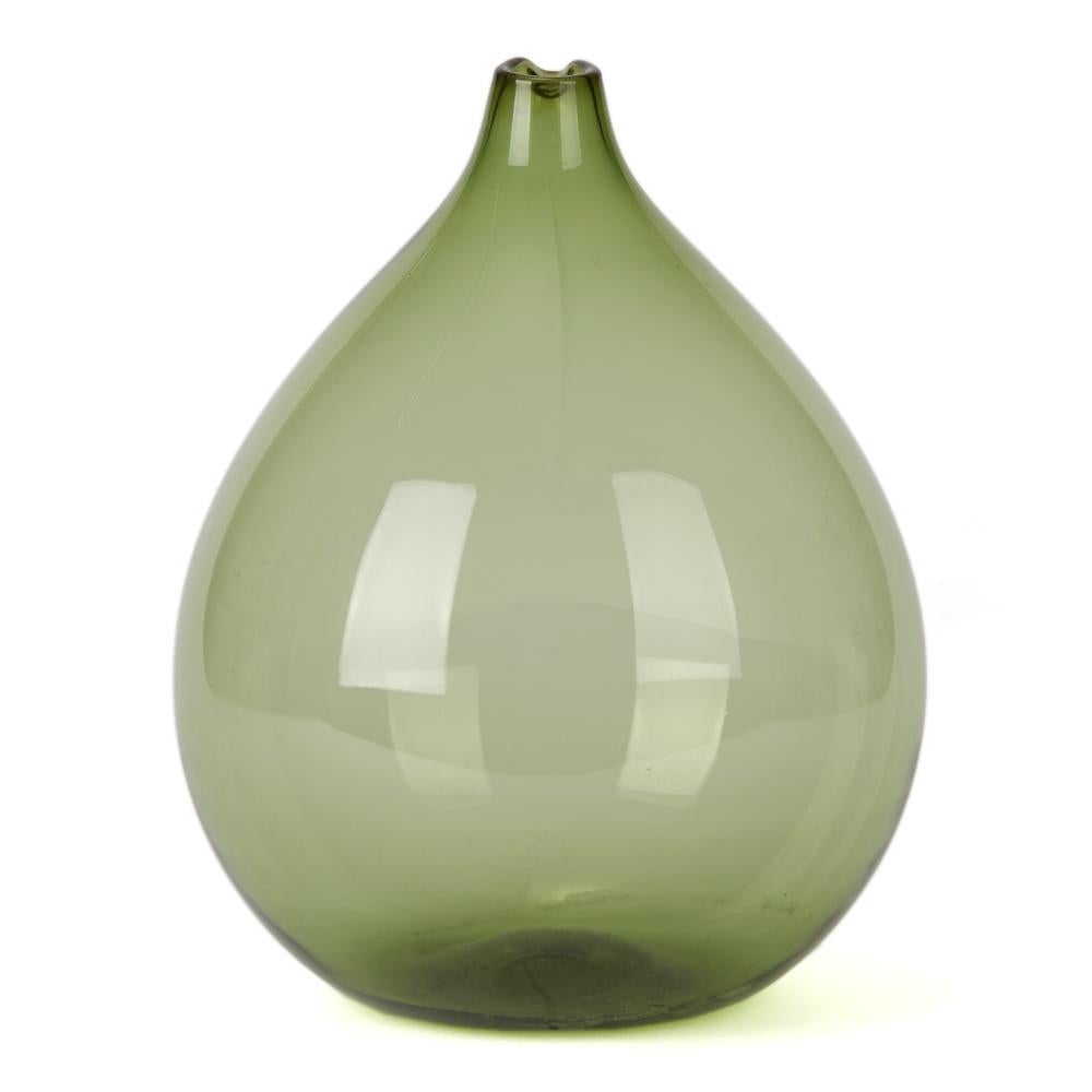 Scandinavian Modern Vintage Swedish Blomkulla Green Glass Vase Kjell Blomberg Gullaskruf, 1960