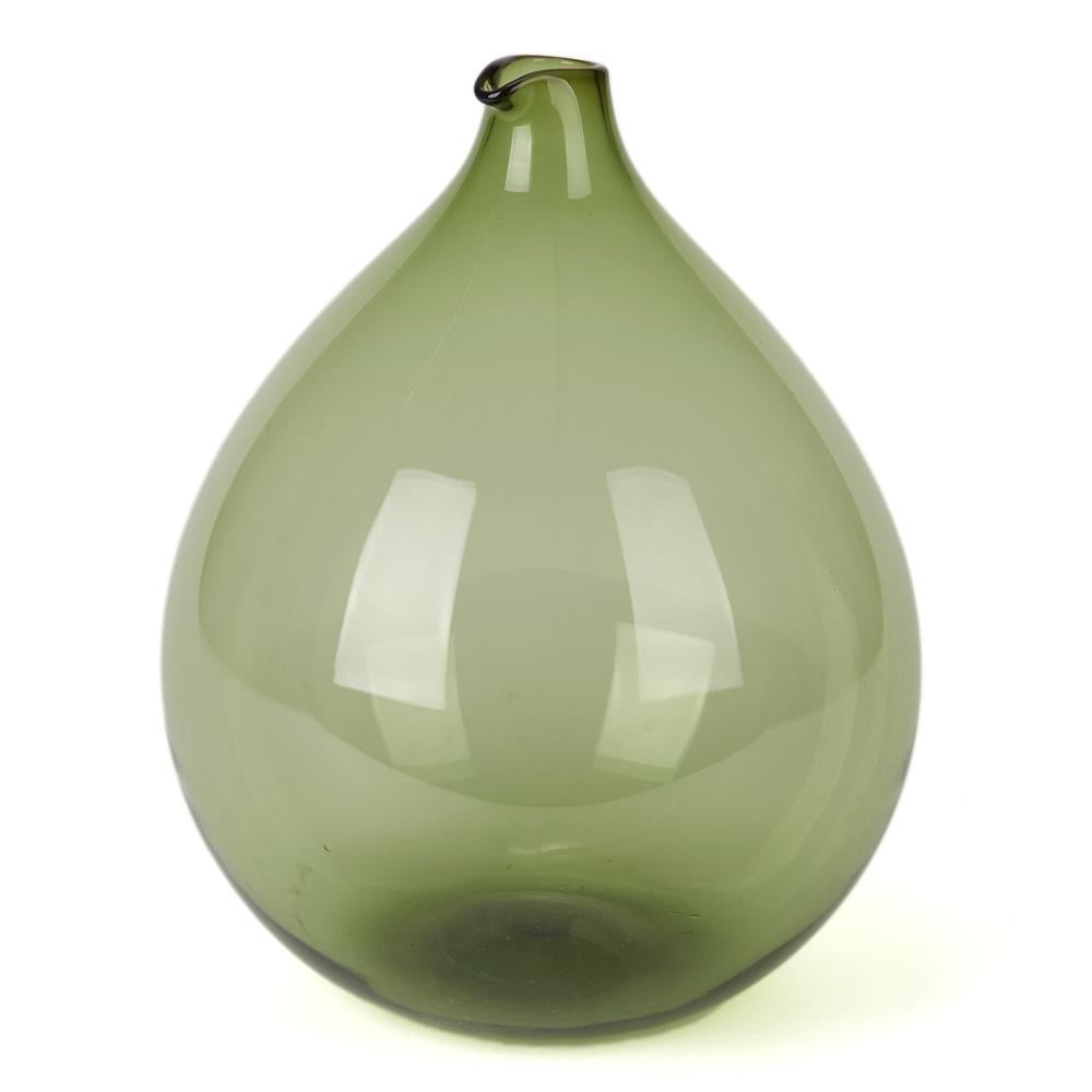 Vintage Swedish Blomkulla Green Glass Vase Kjell Blomberg Gullaskruf, 1960 In Good Condition In Bishop's Stortford, Hertfordshire