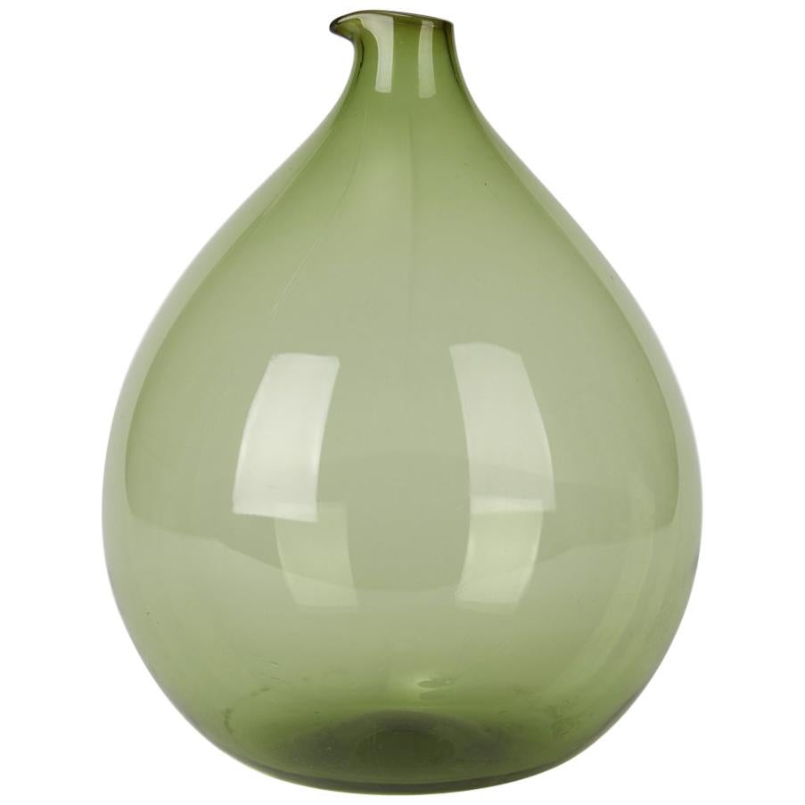 Vintage Swedish Blomkulla Green Glass Vase Kjell Blomberg Gullaskruf, 1960