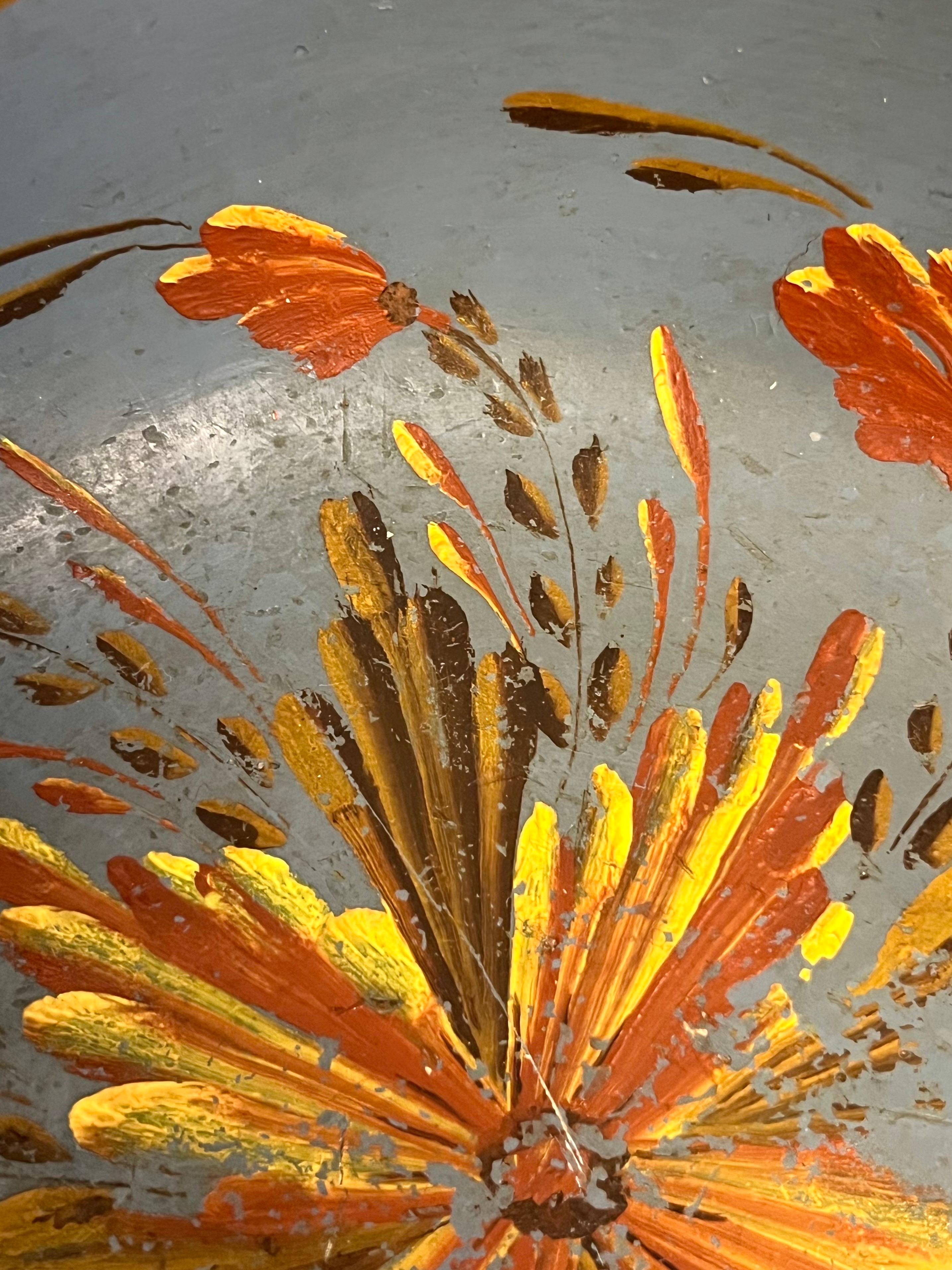 Swedish Blue Allmoge Painted Wooden Folk Art Bowl, Mid-20th Century For Sale 7