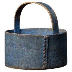 Swedish Blue Folk Art Hand-Made Basket