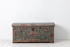 Swedish Blue Folk Art Pine Chest