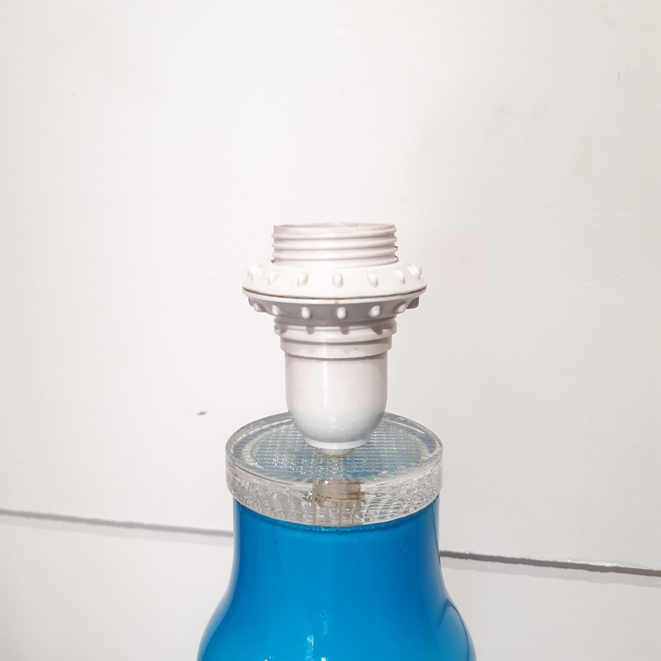 Mid Century Swedish Blue Glass Table Lamp, 1970s For Sale 5